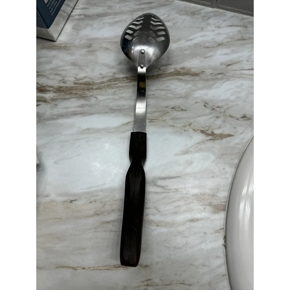 Vintage Cutco Slotted Cooking/Serving Spoon Brown Swirl Handle No.13 Made in USA